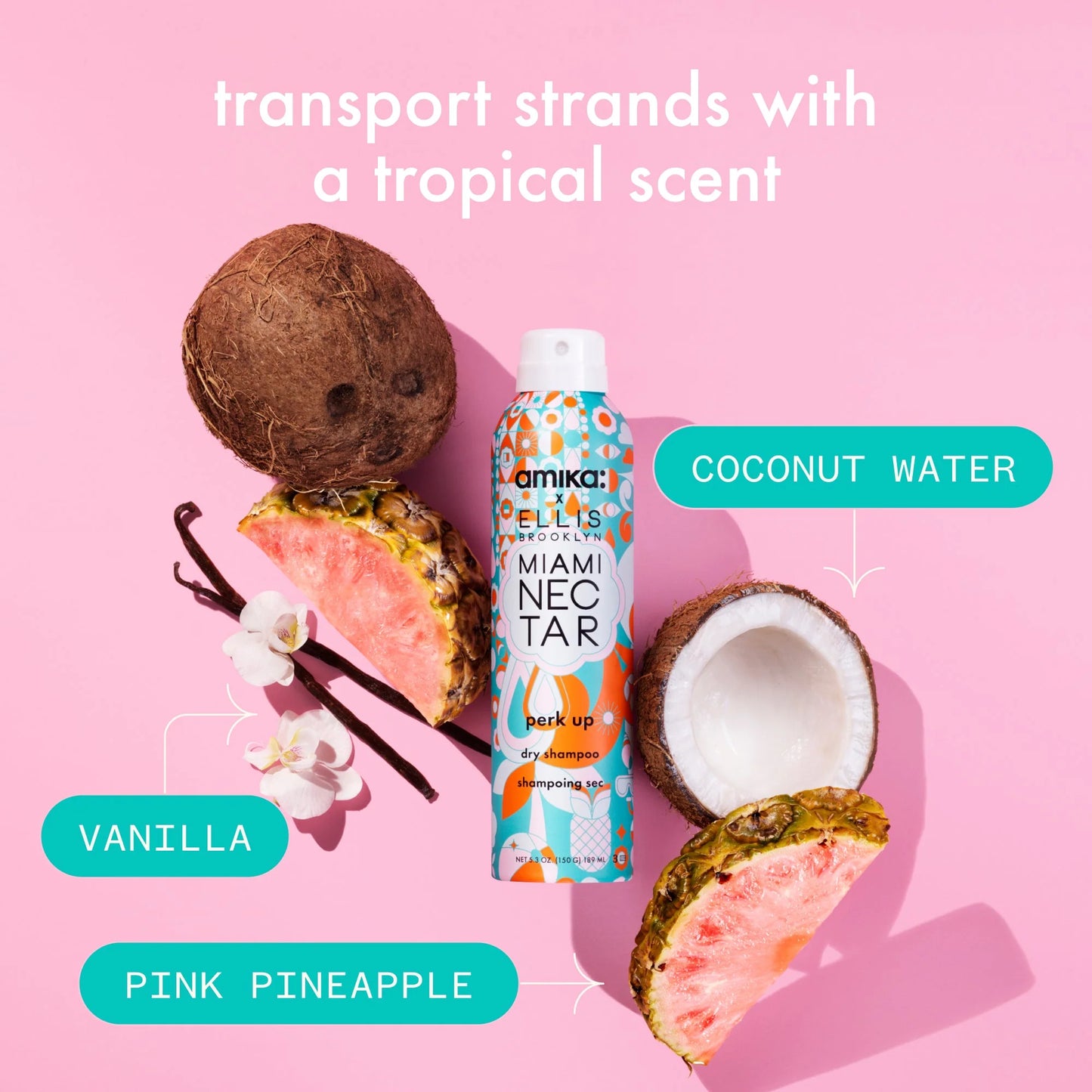 Amika x Ellis Brooklyn dry shampoo limited-edition perk up x MIAMI NECTAR fragrance