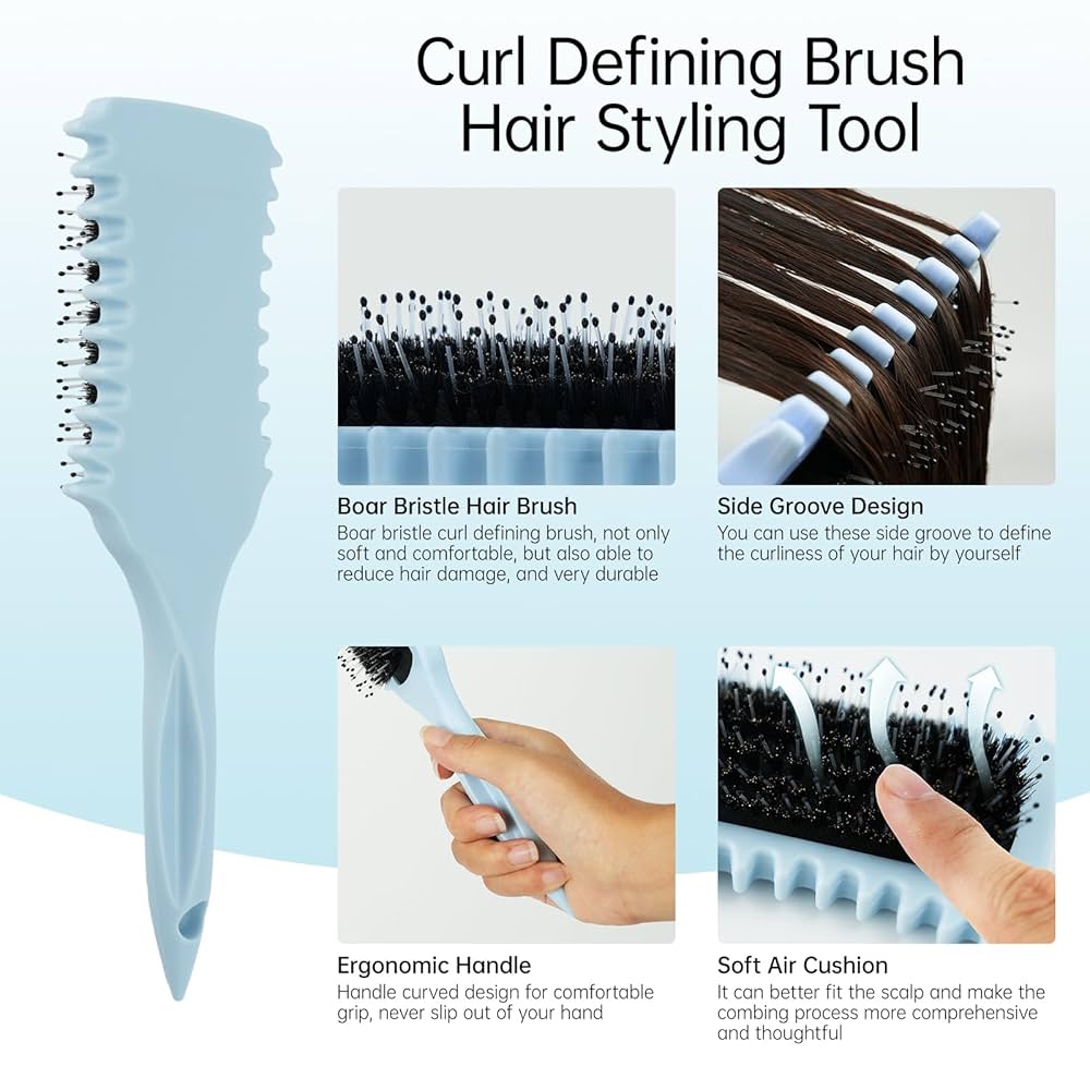 Aria Beauty Curl Perfect Hairbrush - Soft Blue