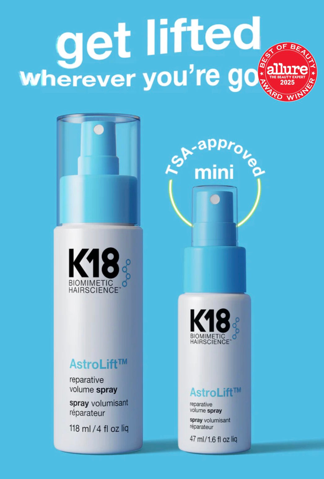 K18 mini AstroLift™ Reparative Volume spray