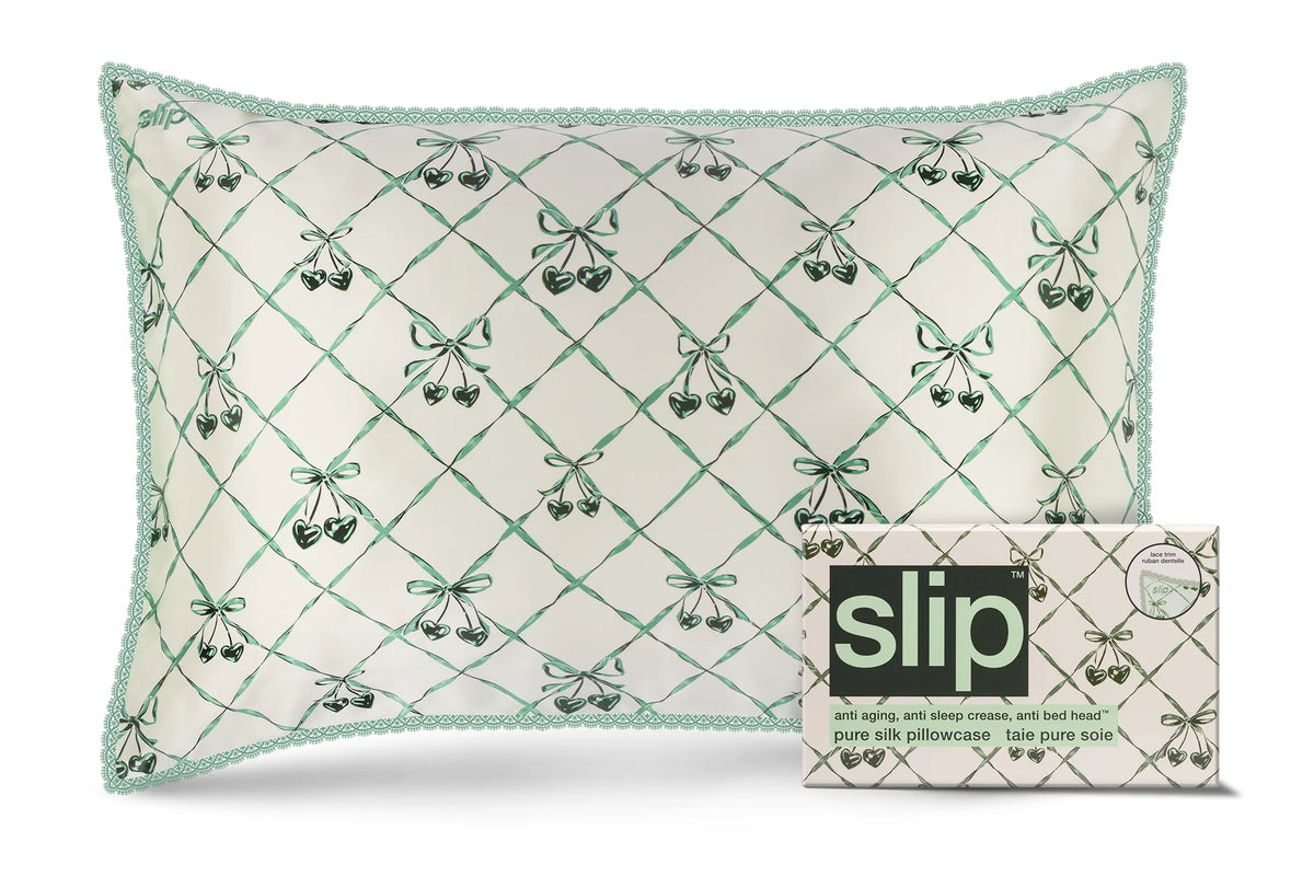 $700 Perk: Slip Wintergreen Queen Zippered Pillowcase with Lace Trim
