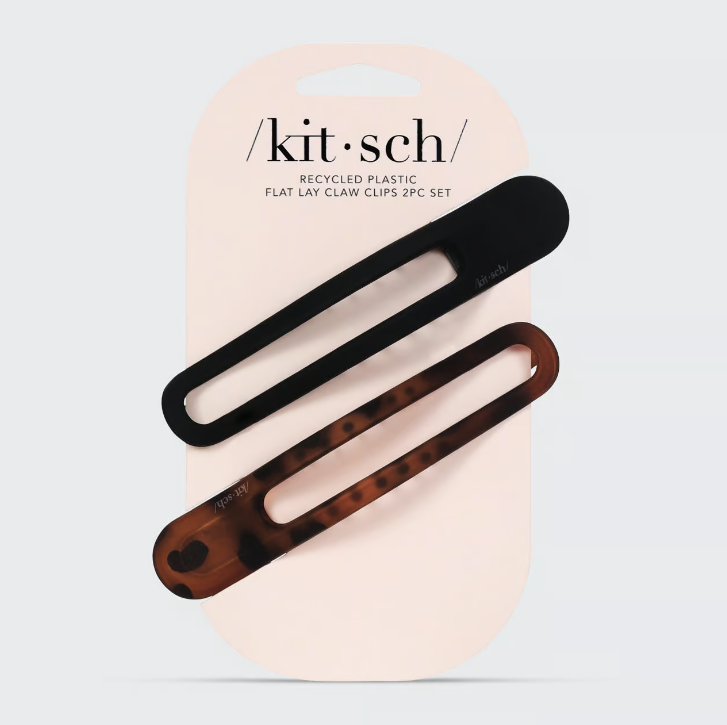 Flat Lay Claw Clip 2pc Curved - Black & Tort