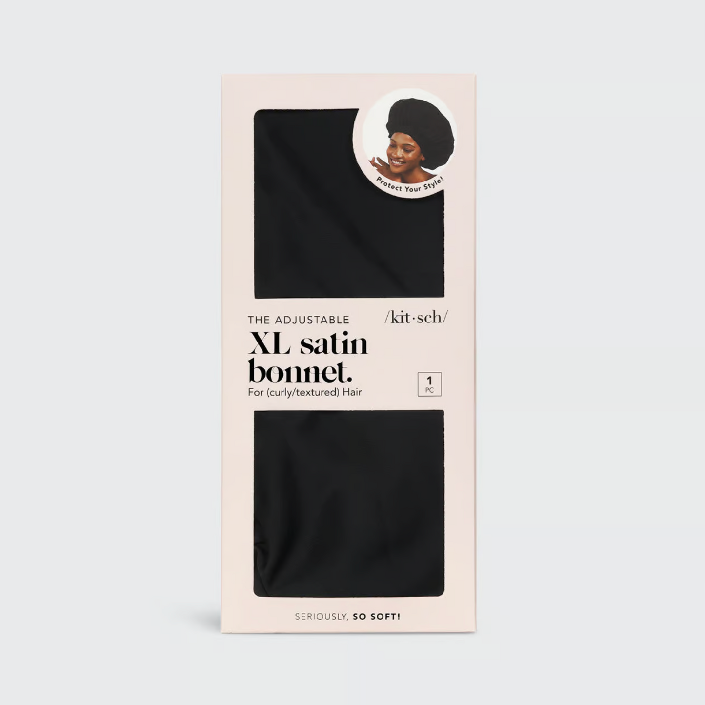 Satin Sleep XL Adjustable Bonnet - Black