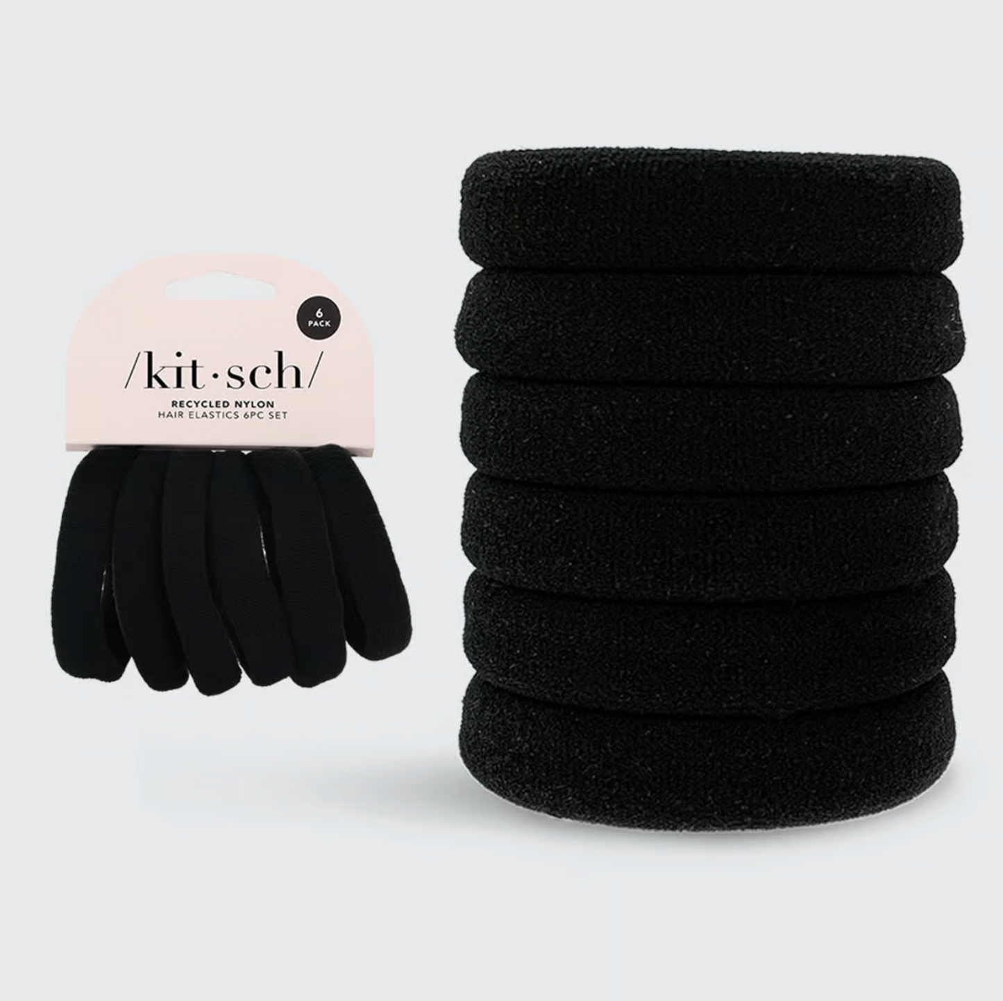 Recycled Nylon Thick Elastics 6pc- Black