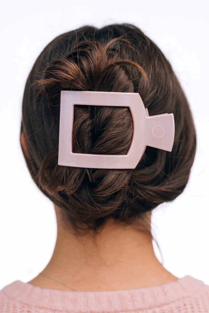 Pearly Pink Small Flat Square Hair Clip (3 sizes)