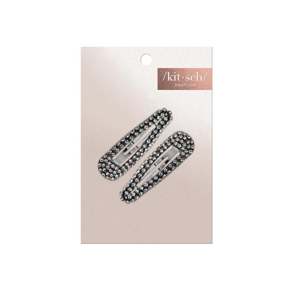MINI RHINESTONE SNAP CLIPS - HEMATITE