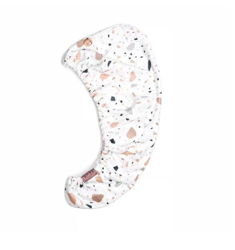 Microfiber Hair Towel - White Terrazzo