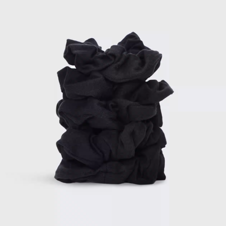 Organic Cotton Knit Scrunchies 5pc - Black