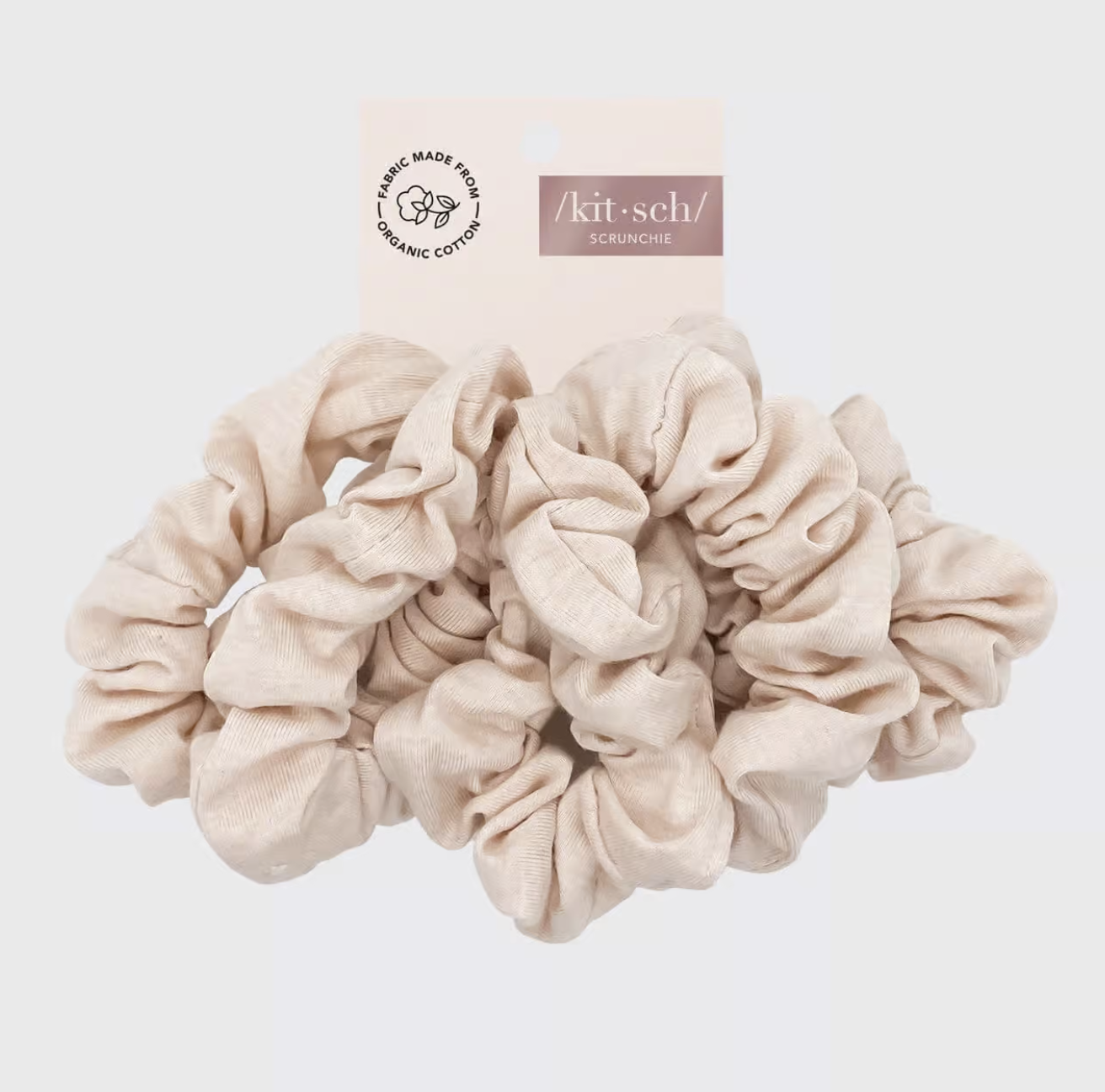 Organic Cotton Knit Scrunchies 5pc - Cream