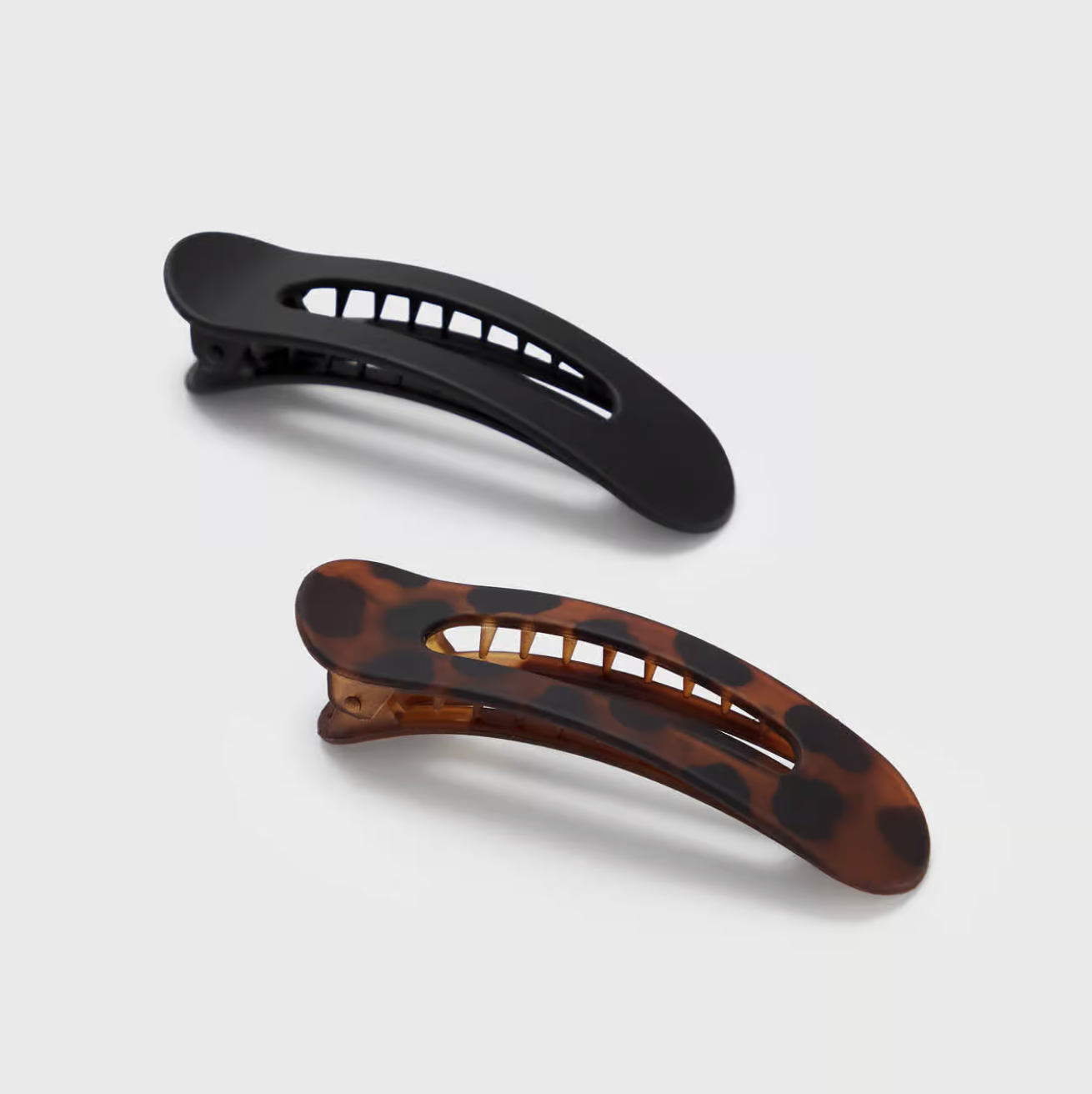 Flat Lay Claw Clip 2pc Flat - Black & Tort