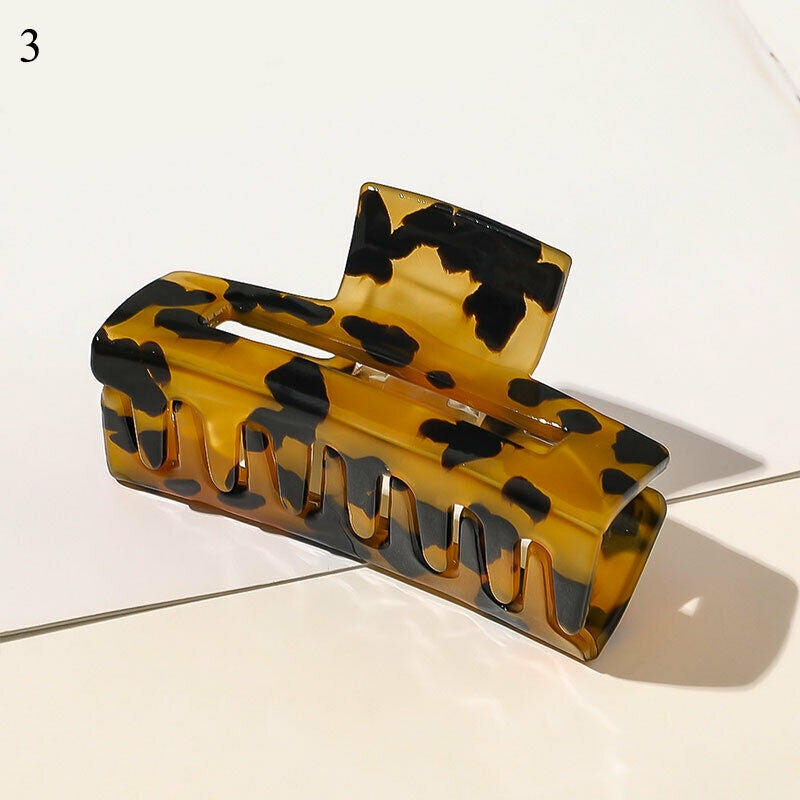 Small Geometric Acrylic Hair Claw Clip | Dark Black Coffee