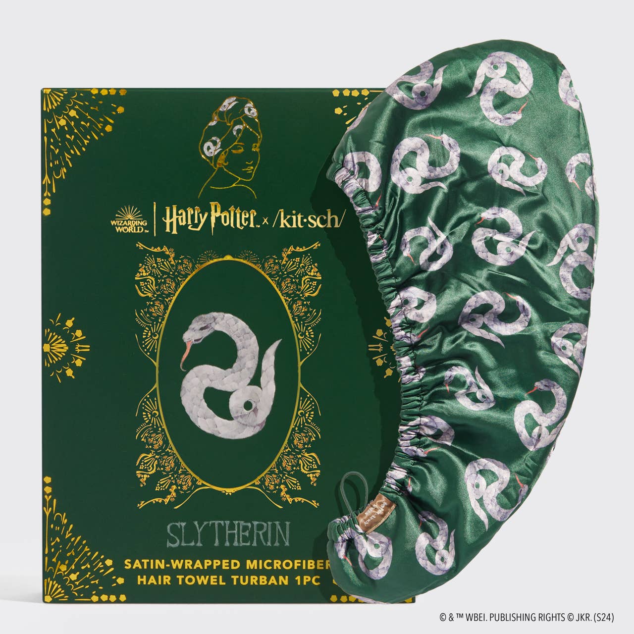 Harry Potter x Kitsch Satin-Wrapped Hair Towel - Slytherin