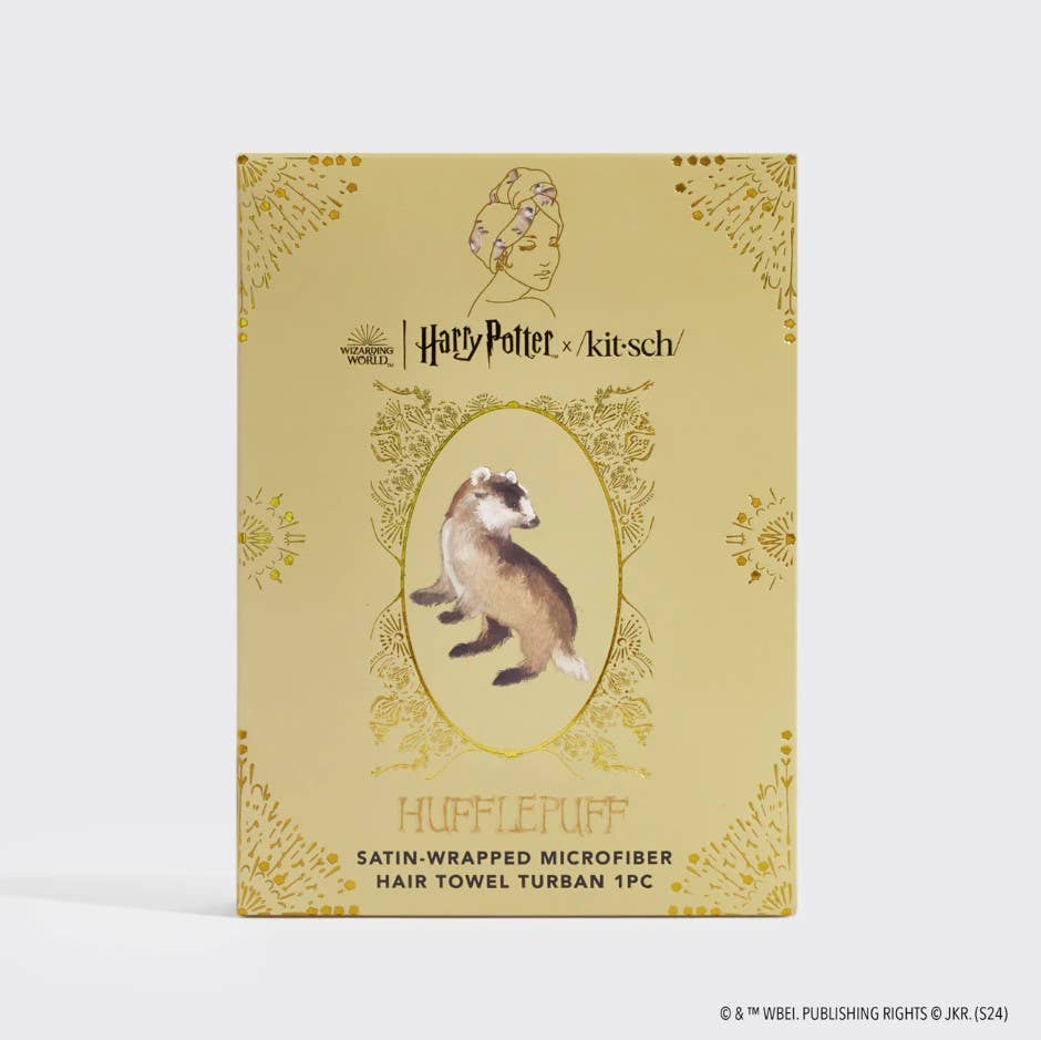 Harry Potter x Kitsch Satin-Wrapped Hair Towel - Hufflepuff