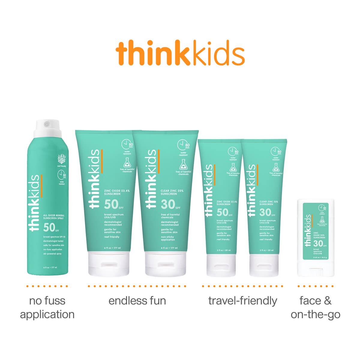 Think Kids SPF 30 Clear Zinc Sunscreen 6 oz, EWG #1