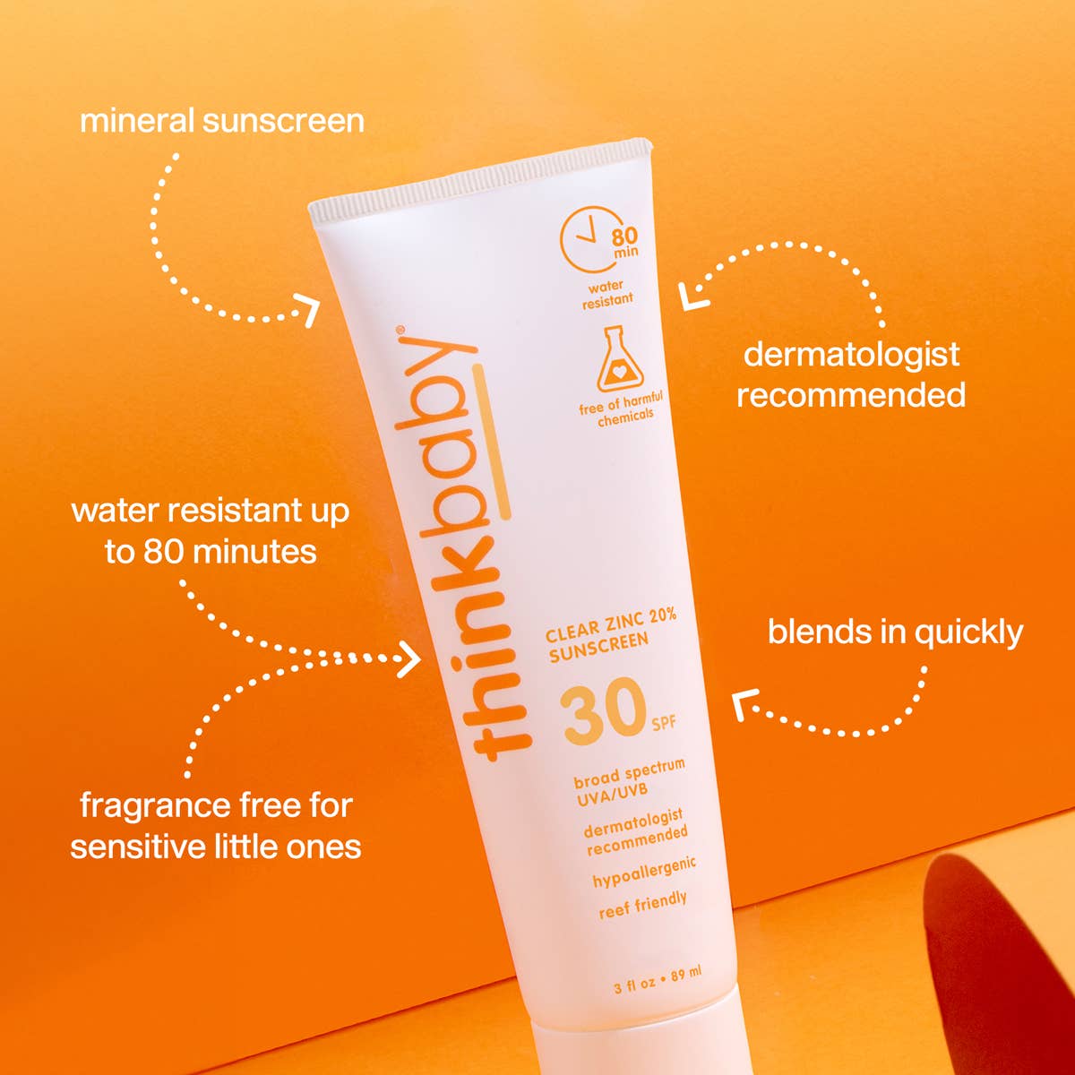 Think Baby SPF 30 Clear Zinc Sunscreen 3 oz, EWG #1