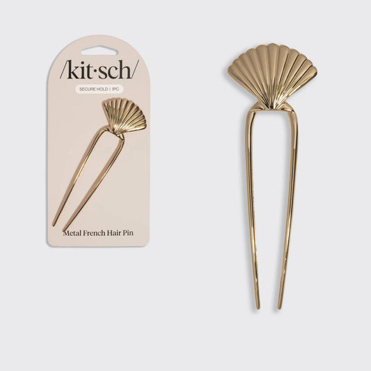 Metal Clam Shell French Hair Pin - Gold