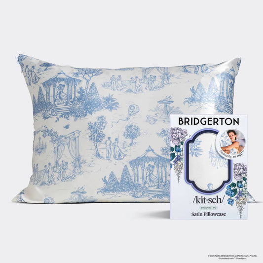 Bridgerton x Kitsch Satin Pillowcase in Garden Toile
