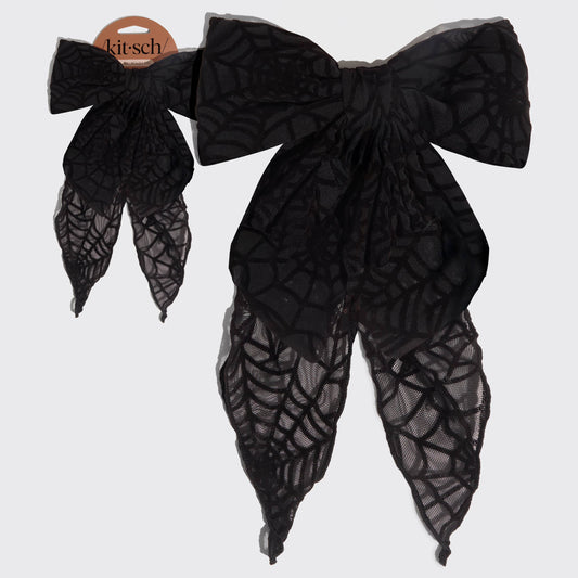 Oversized Bow Hair Clip - Spiderweb
