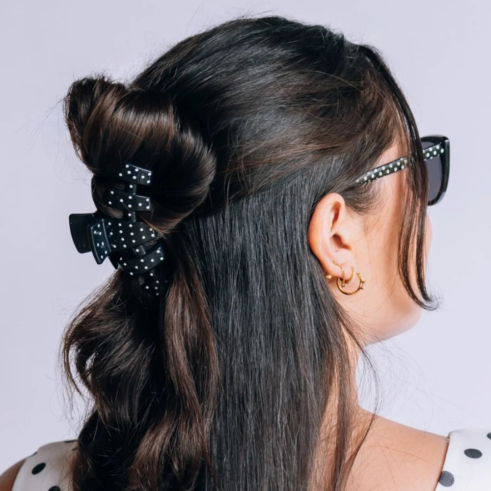 Classic Black Polka Dot Party Claw Clip (2 sizes)