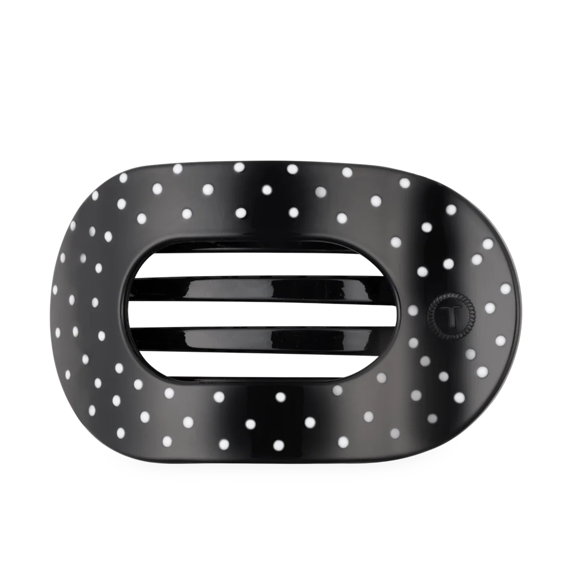 Black Polka Dot Party Flat Round Hair Clip (2 sizes)