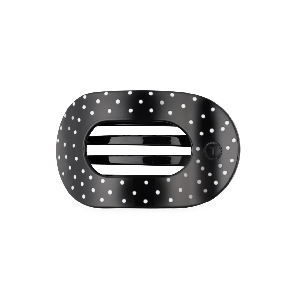 Black Polka Dot Party Flat Round Hair Clip (2 sizes)