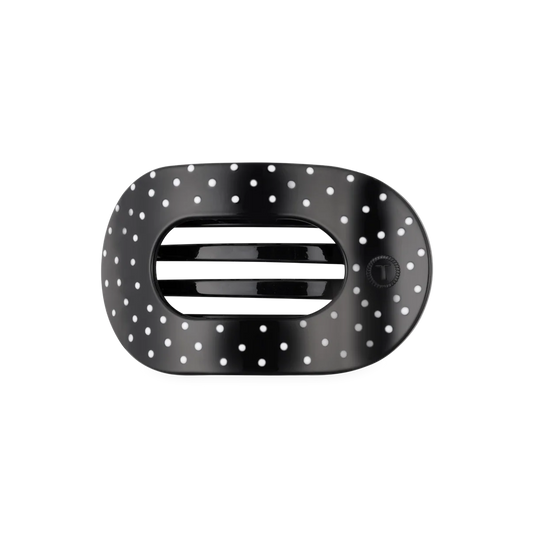 Black Polka Dot Party Flat Round Hair Clip (2 sizes)