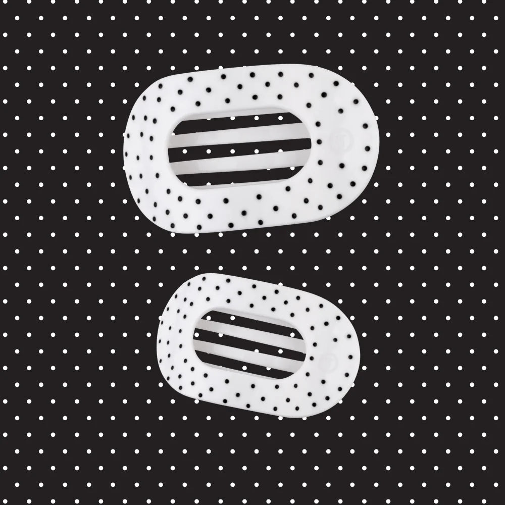White Polka Dot Party Flat Round Hair Clip (2 sizes)