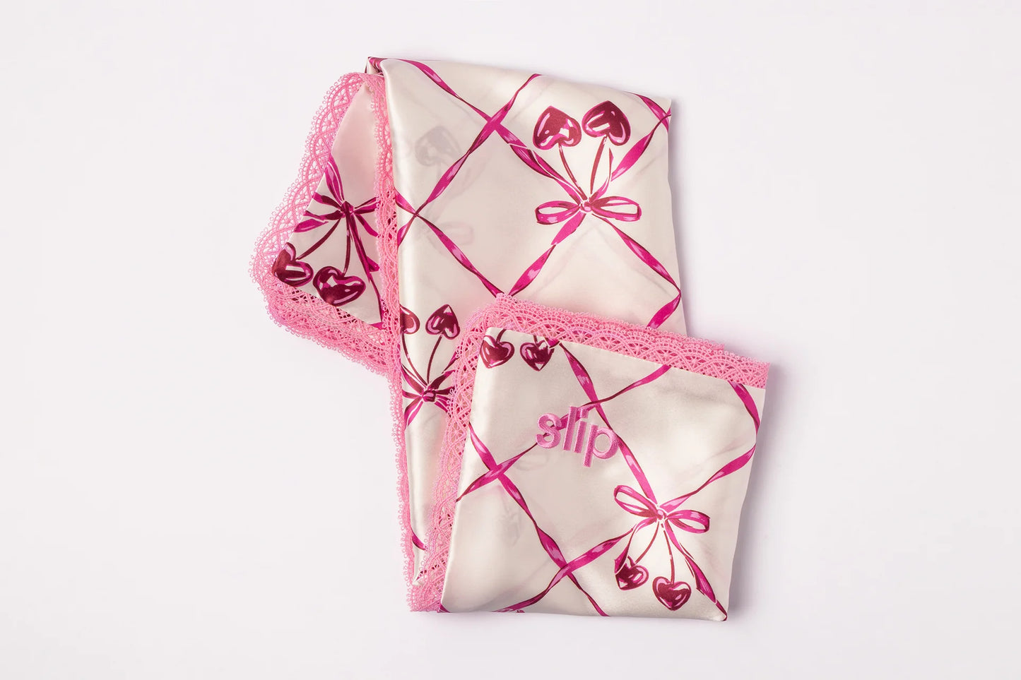 Sweet Cherry Queen Zippered Pillowcase with Lace Trim