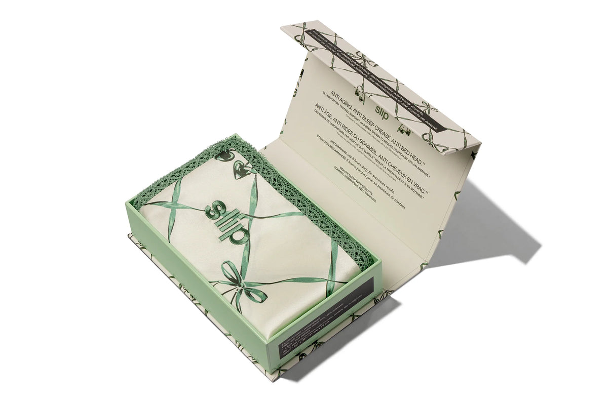 $700 Perk: Slip Wintergreen Queen Zippered Pillowcase with Lace Trim