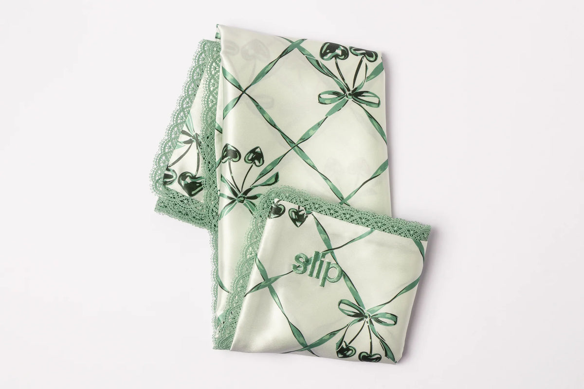 $700 Perk: Slip Wintergreen Queen Zippered Pillowcase with Lace Trim