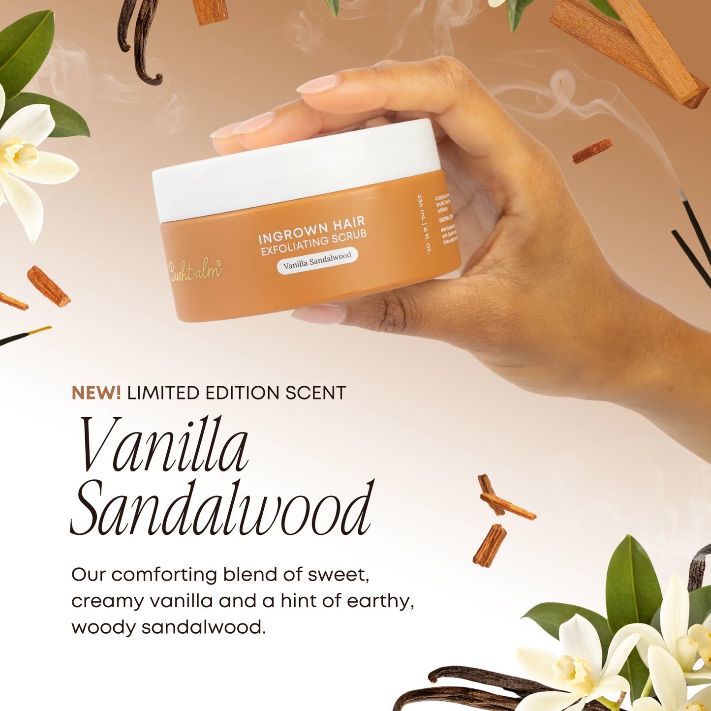 Vanilla Sandalwood Ingrown Hair Exfoliating Body Scrub