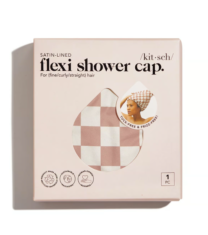 Satin Lined Luxury Shower Cap - Checker