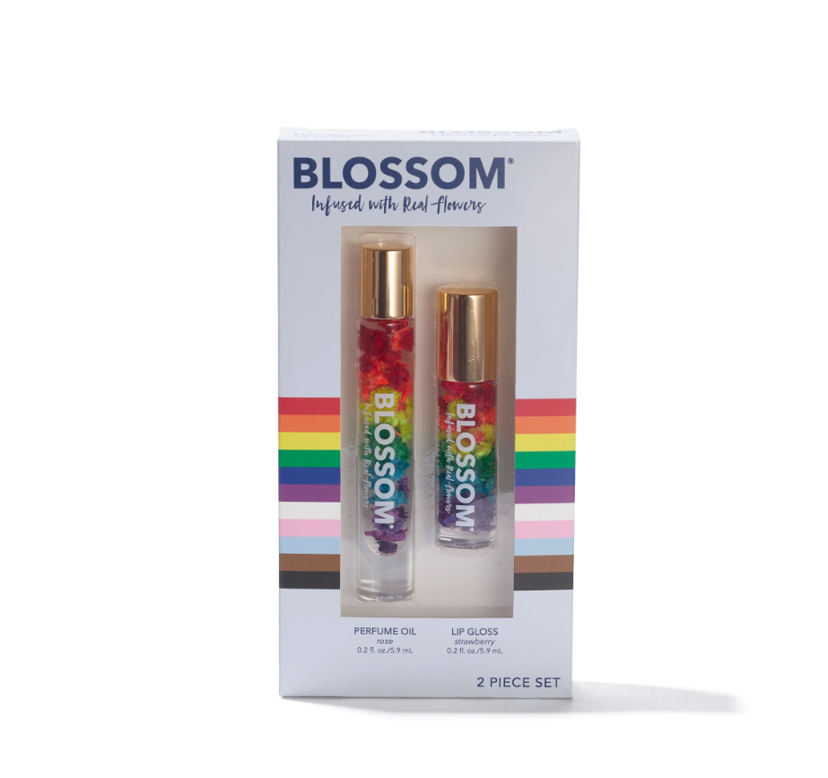 LET, LOVE, SHINE Rainbow 2 Piece Set - Roll-On Lip Gloss and Roll-on Perfume Oil