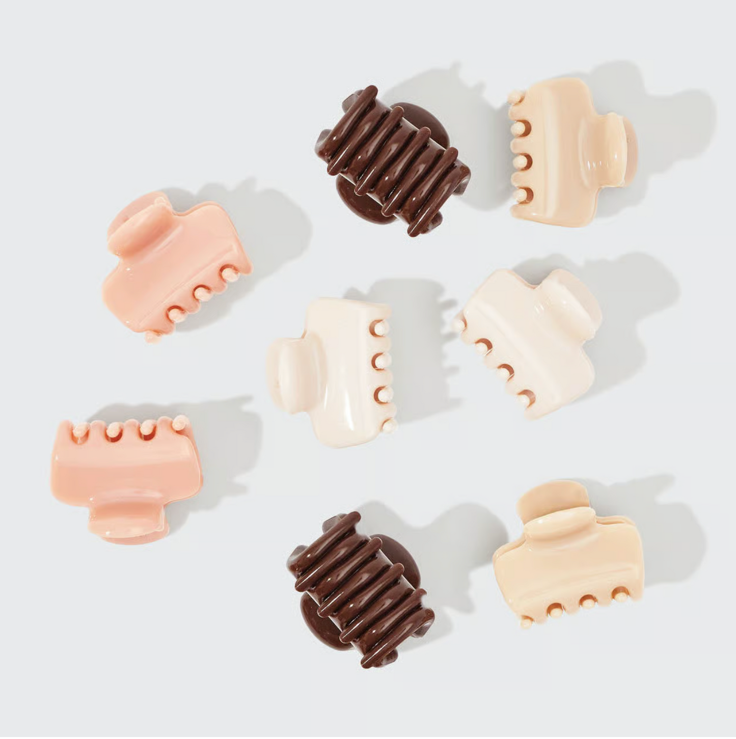 Recycled Plastic Mini Cloud Claw Clips 8pc Set - Rosewood