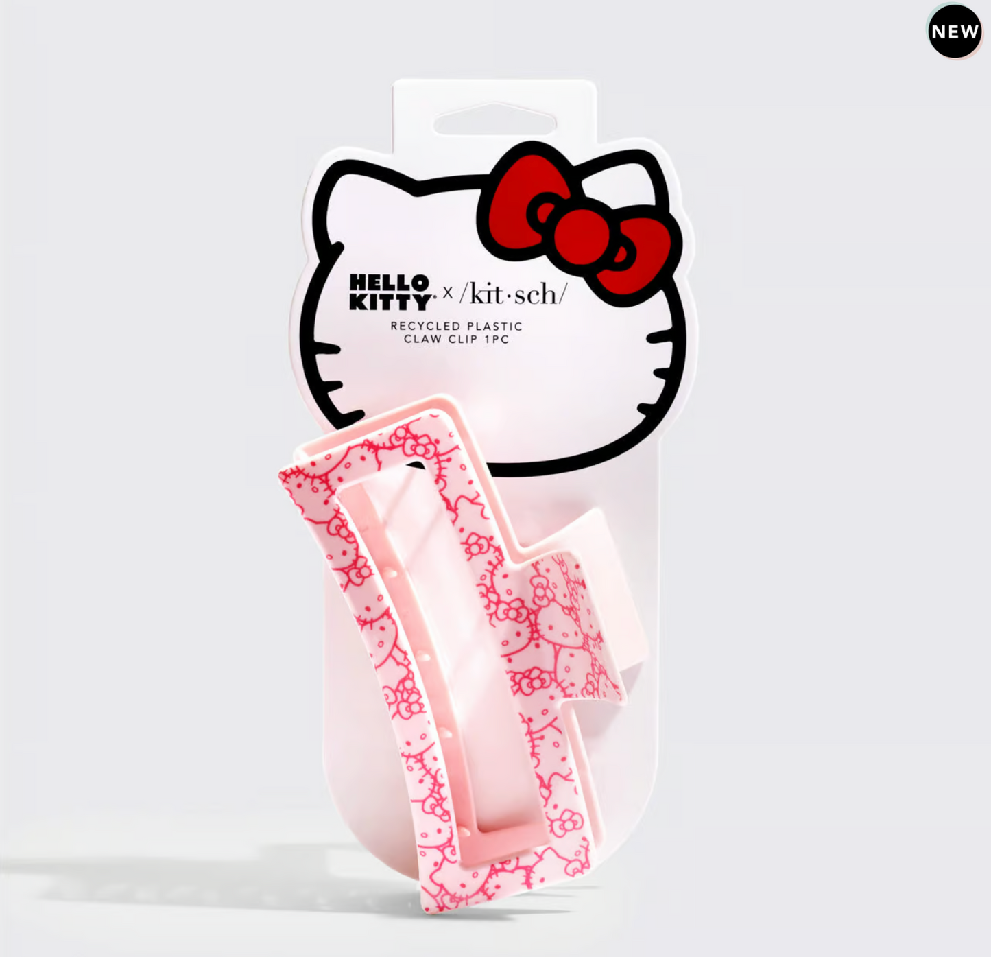 Hello Kitty x Kitsch Recycled Plastic Jumbo Open Shape Claw Clip 1pc - Pink Hello Kitty Faces