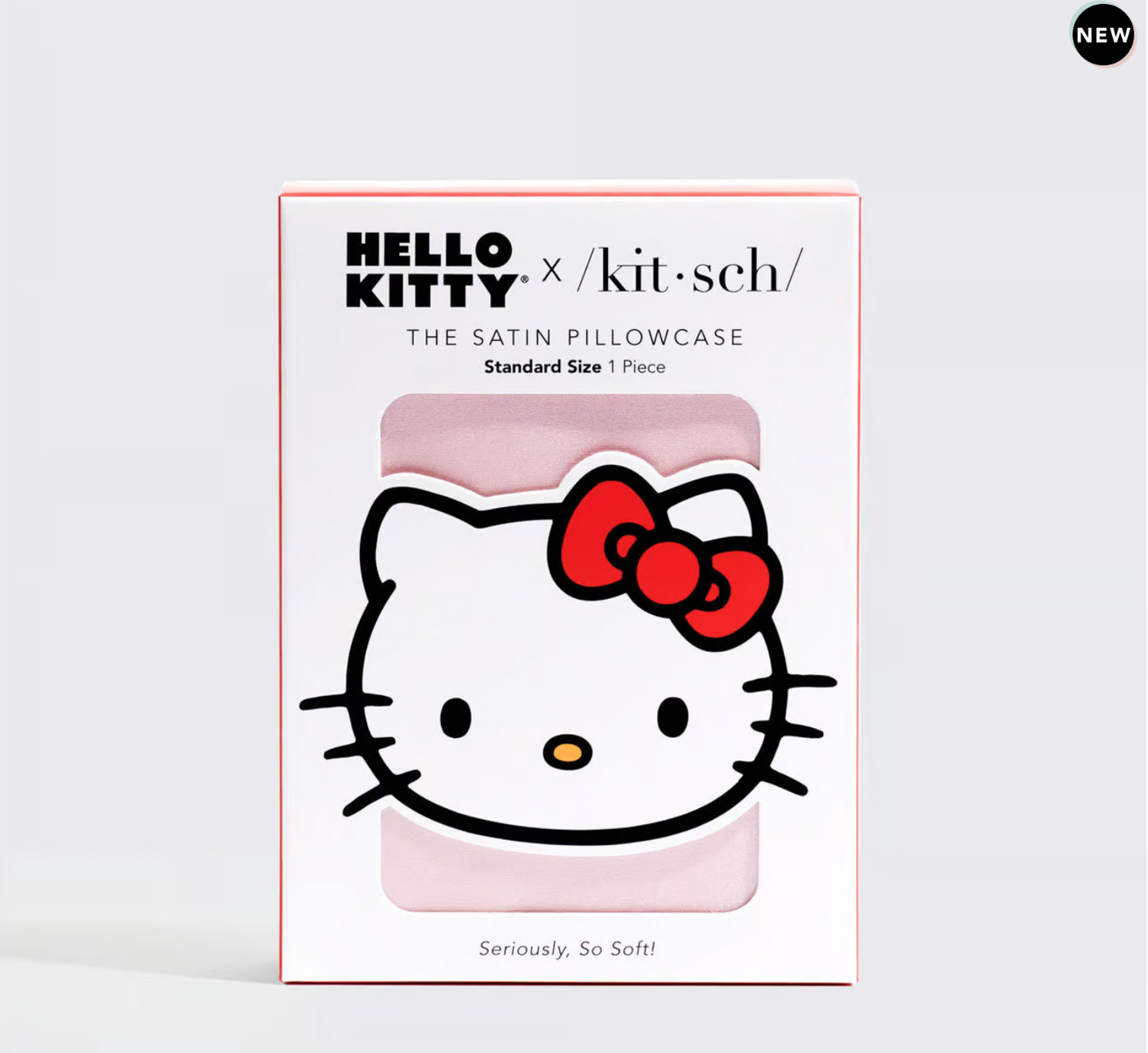 Hello Kitty x Kitsch Satin Pillowcase - Solid Pink Hello Kitty Face (two sizes)