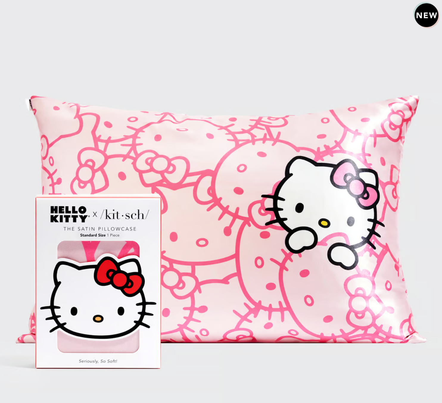 Hello Kitty x Kitsch Satin Pillowcase - Pink Hello Kitty Faces