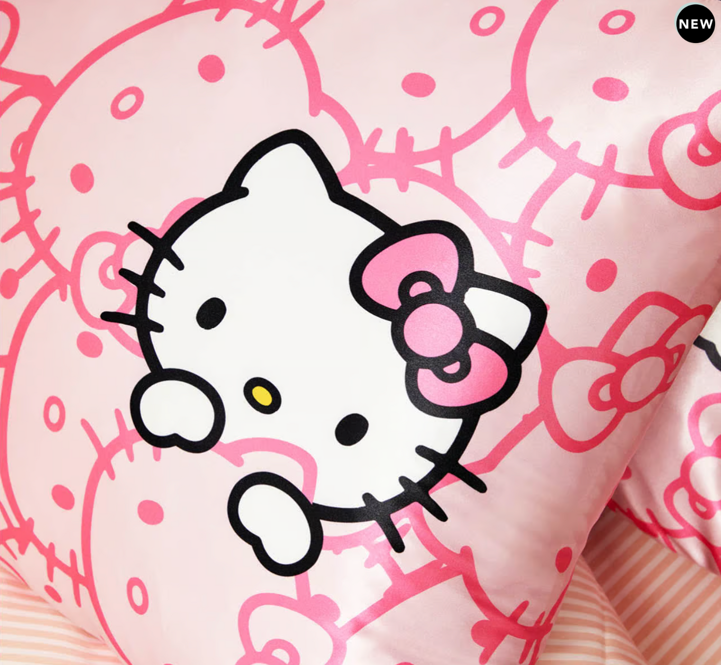 Hello Kitty x Kitsch Satin Pillowcase - Pink Hello Kitty Faces