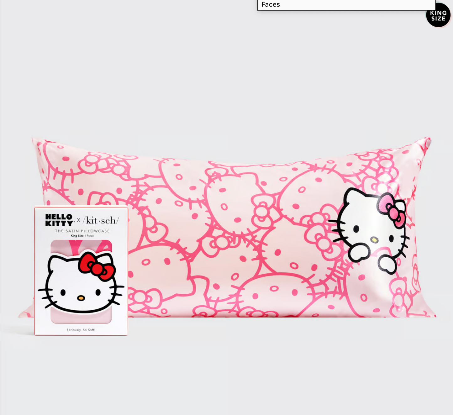 Hello Kitty x Kitsch Satin Pillowcase - Pink Hello Kitty Faces