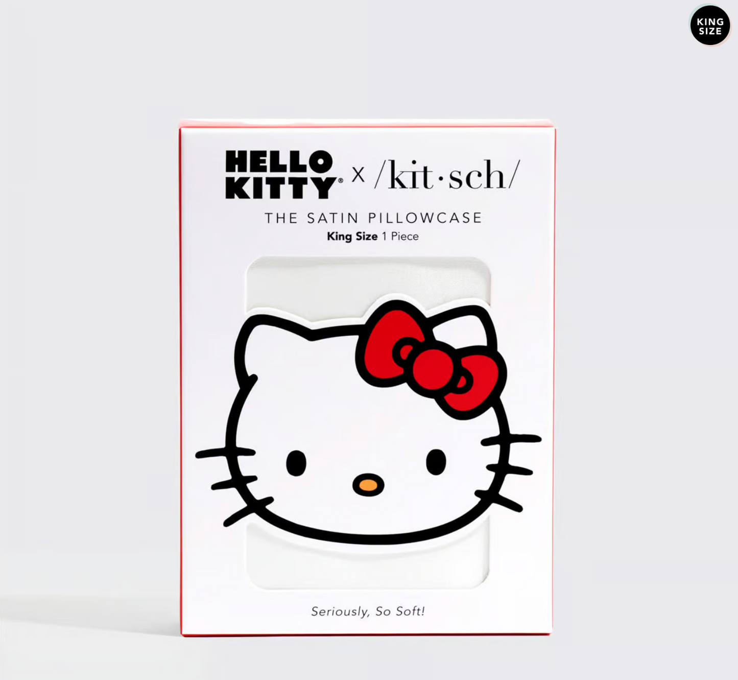 Hello Kitty x Kitsch Pillowcase King - Solid Ivory Hello Kitty Bow