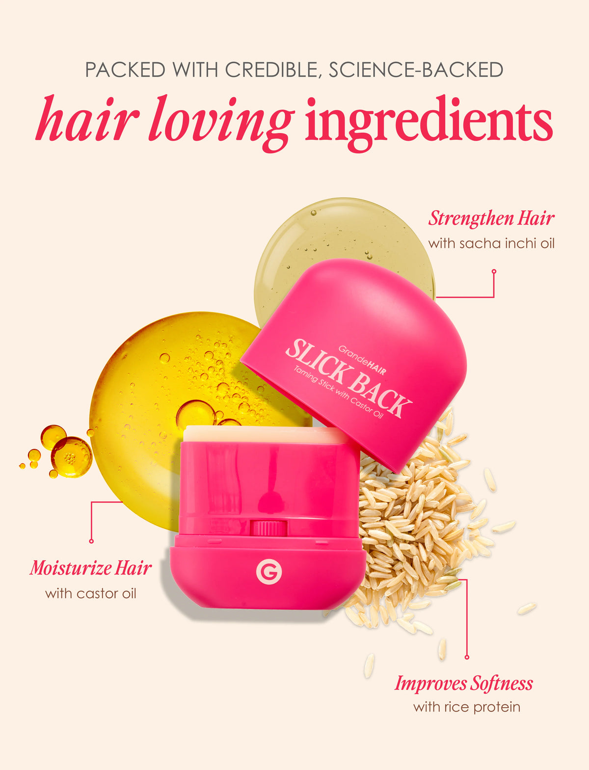 GrandeHAIR Slick Back Taming Stick with Castor Oil