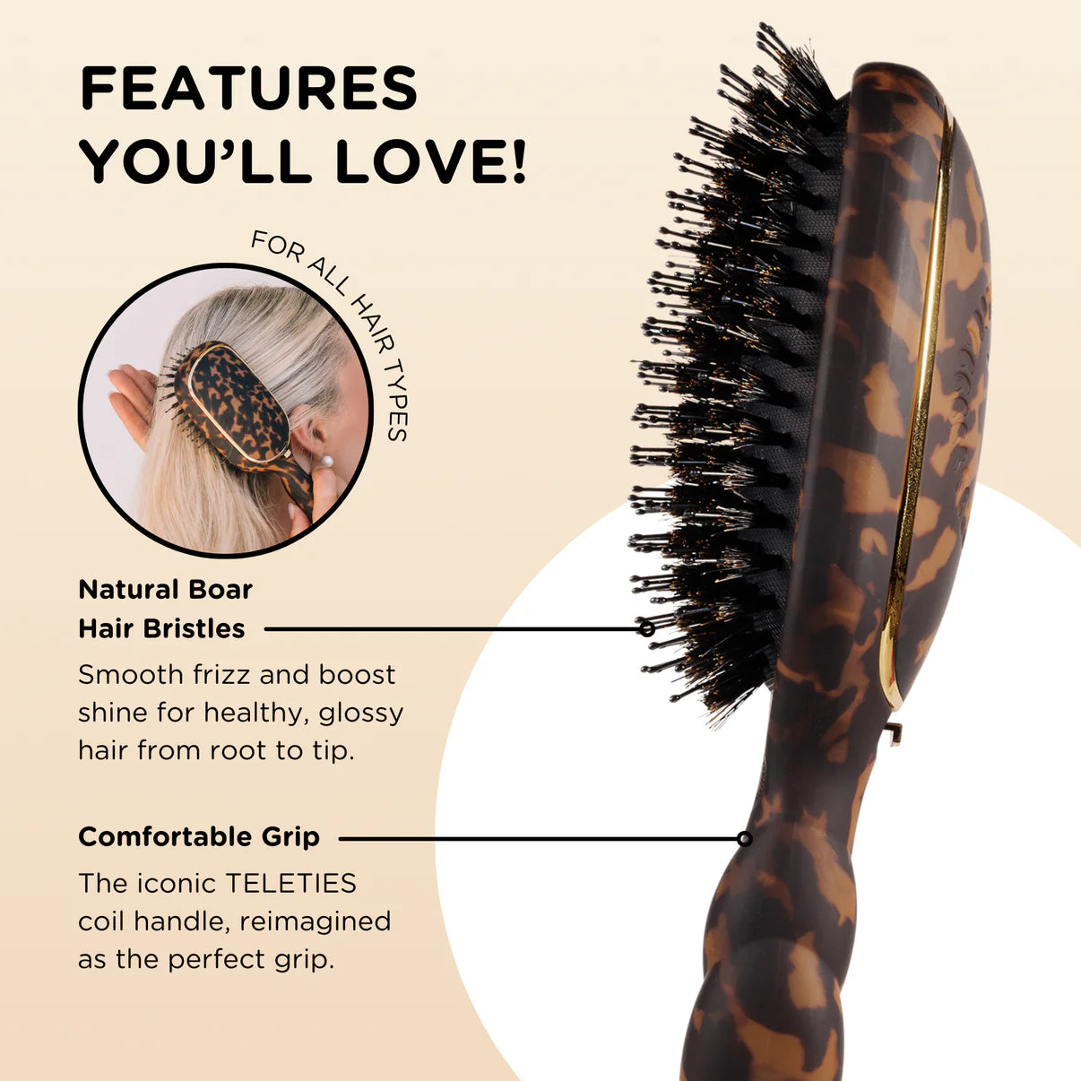 Boar Bristle Hair Brush (two colors)