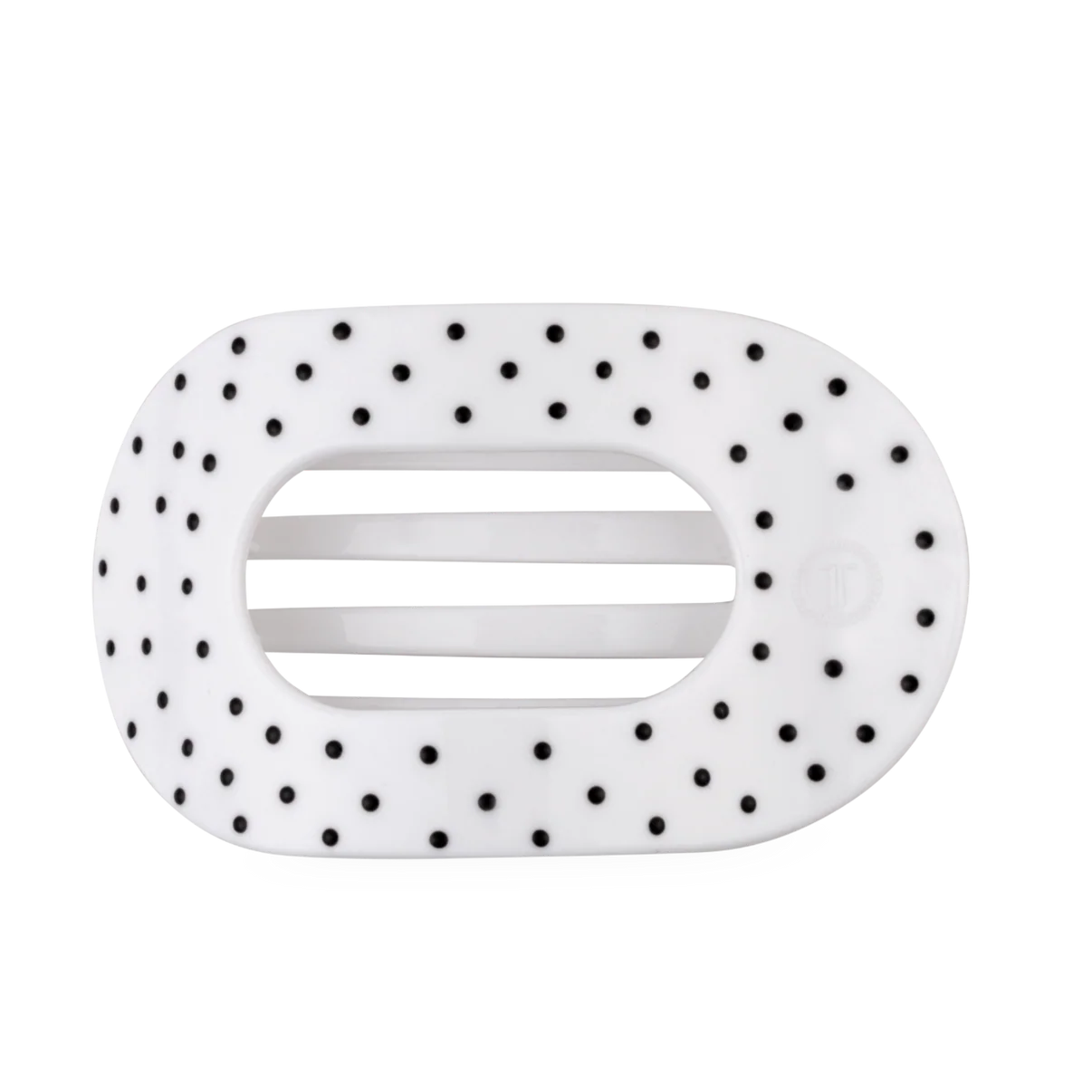 White Polka Dot Party Flat Round Hair Clip (2 sizes)