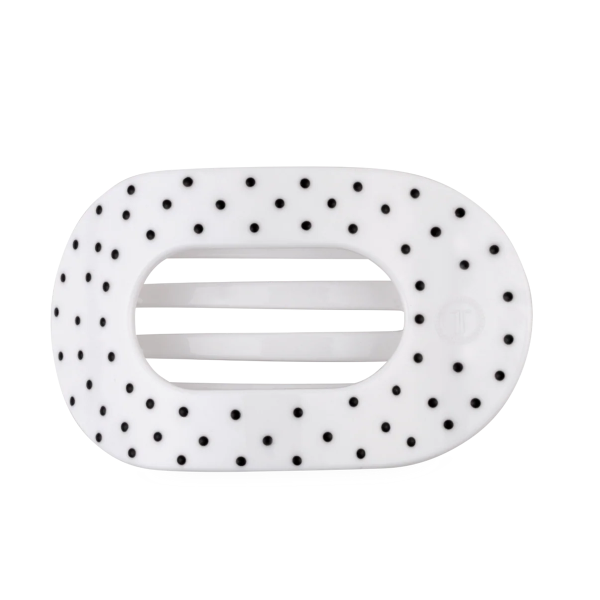 White Polka Dot Party Flat Round Hair Clip (2 sizes)