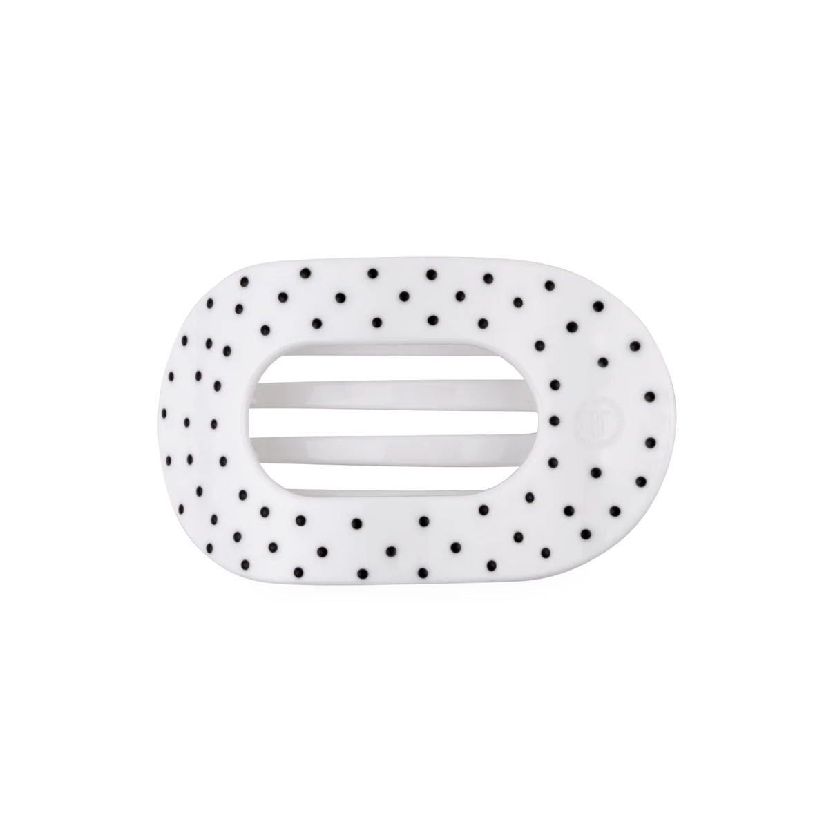 White Polka Dot Party Flat Round Hair Clip (2 sizes)