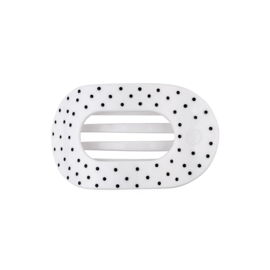 White Polka Dot Party Flat Round Hair Clip (2 sizes)