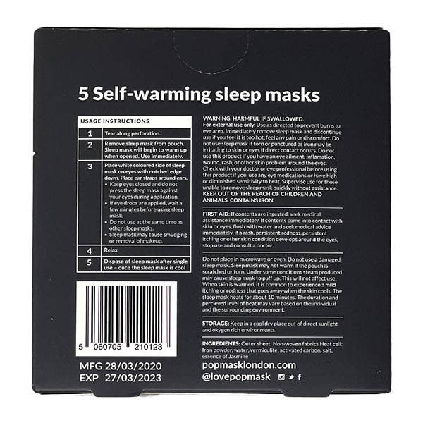 Jet Setter Jasmine Scented Self-warming Sleep Masks (5 Pack)