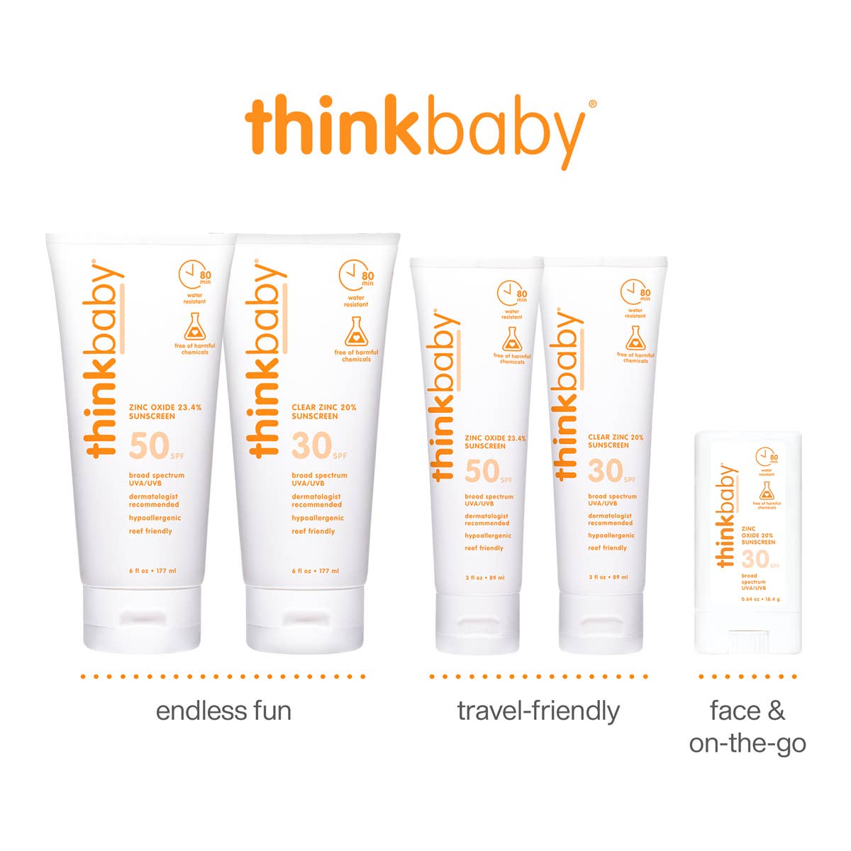 Think Baby SPF 30 Clear Zinc Sunscreen 3 oz, EWG #1