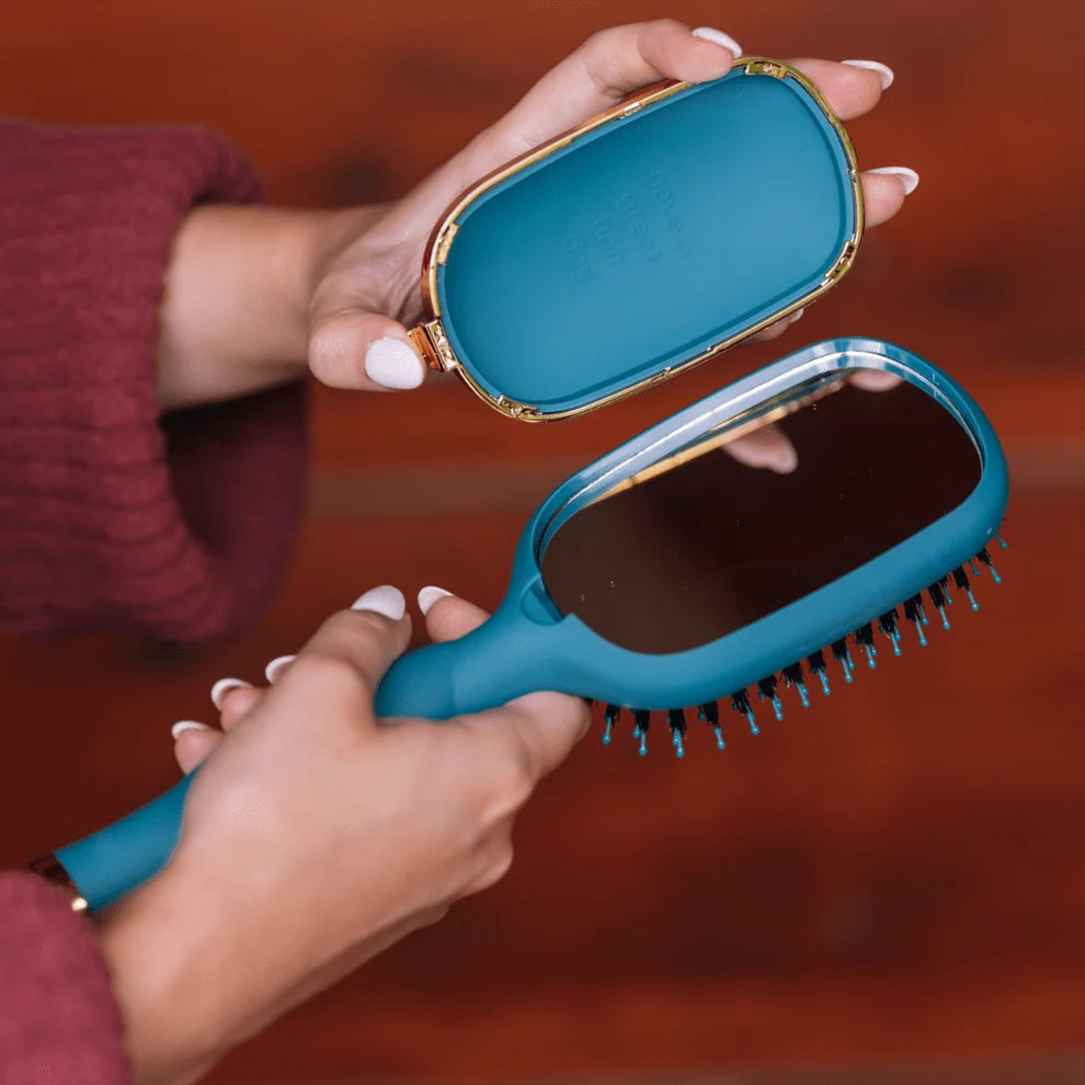 Boar Bristle Hair Brush - Teal With It - Full Size