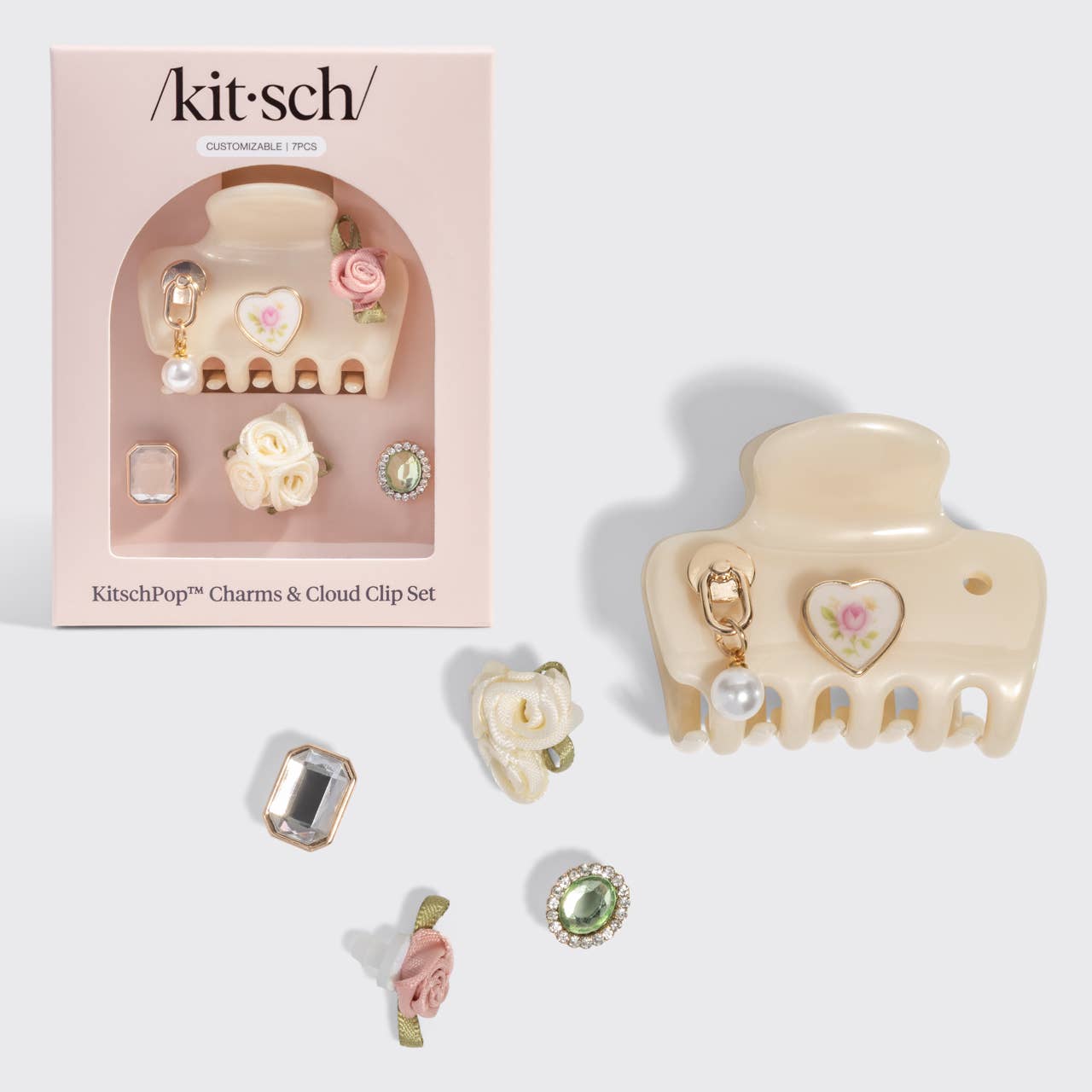 KitschPop™️ Cloud Clip 7pc Set Vintage - Pearlized Cream
