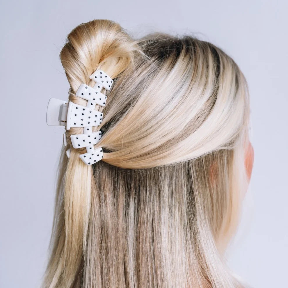 Classic White Polka Dot Party Claw Clip (2 sizes)